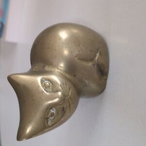 Vintage Solid Brass Small Cat Figurine Feline Kitten 2”x3”